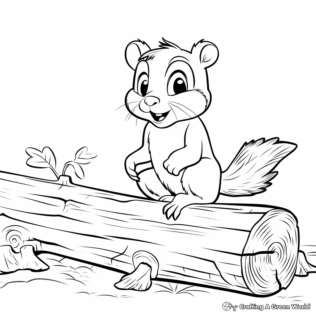 Chipmunk Habitat Coloring Pages: Tree Stumps and Fallen Logs 1