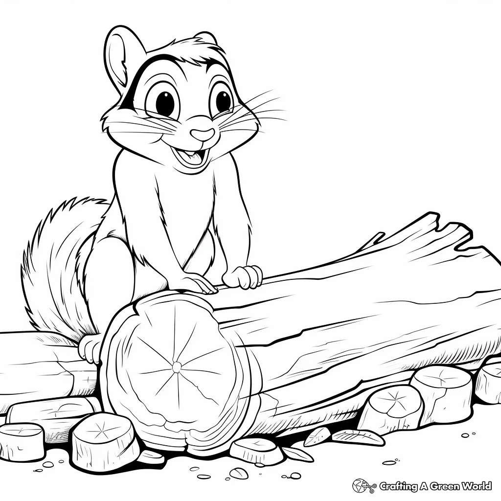 Chipmunk Habitat Coloring Pages: Tree Stumps and Fallen Logs 4