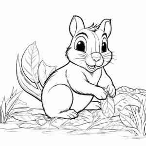 Chipmunk in Autumn: Seasonal Coloring Pages 1