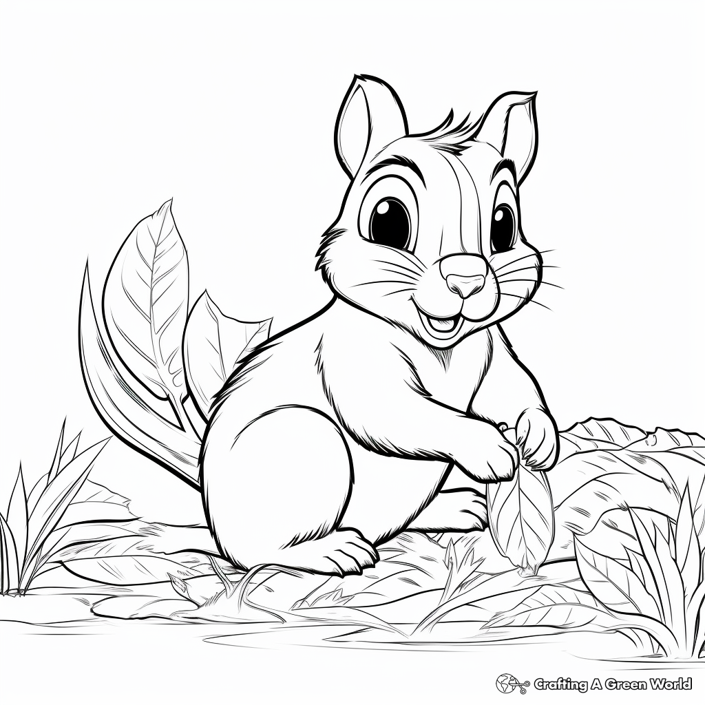Chipmunk in Autumn: Seasonal Coloring Pages 1