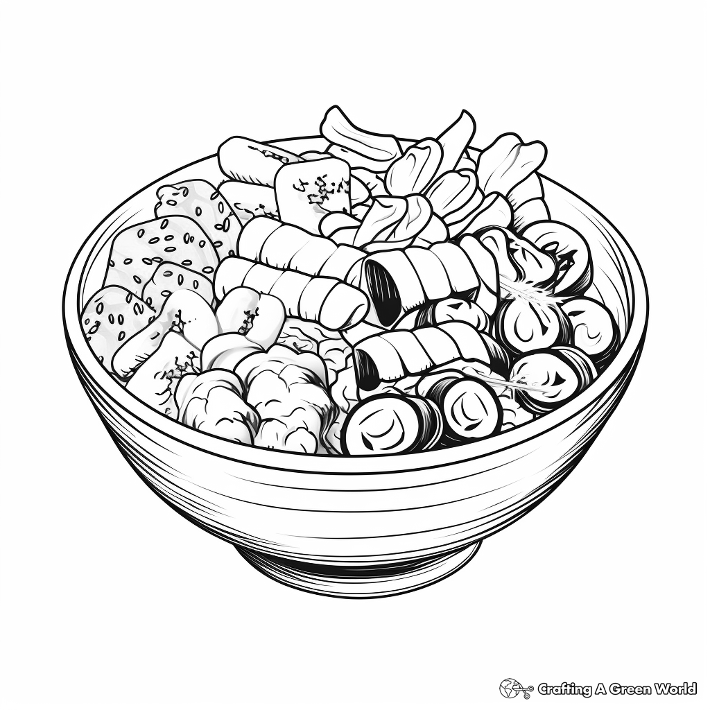 Chirashi Sushi Bowl Coloring Pages 1