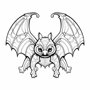 Chiroptera-Inspired Abstract Bat Coloring Pages 1