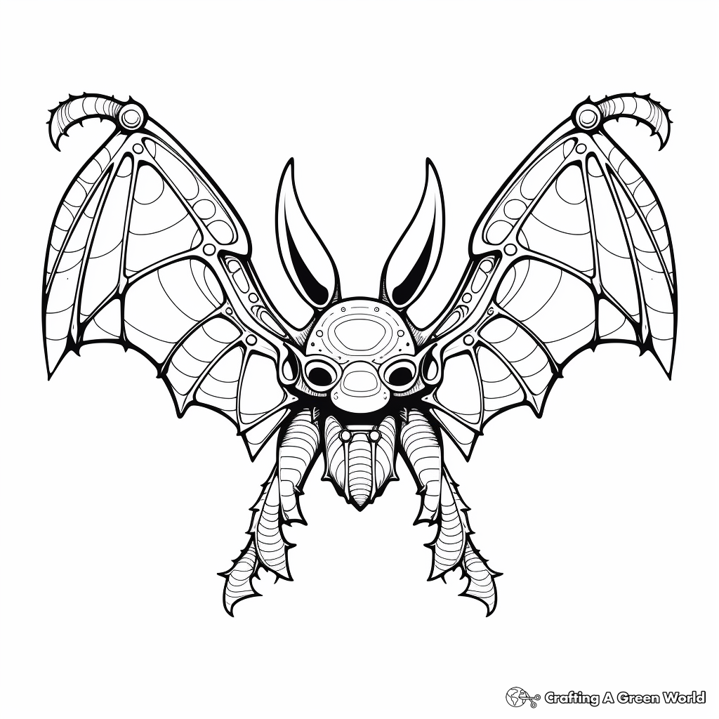 Chiroptera-Inspired Abstract Bat Coloring Pages 2