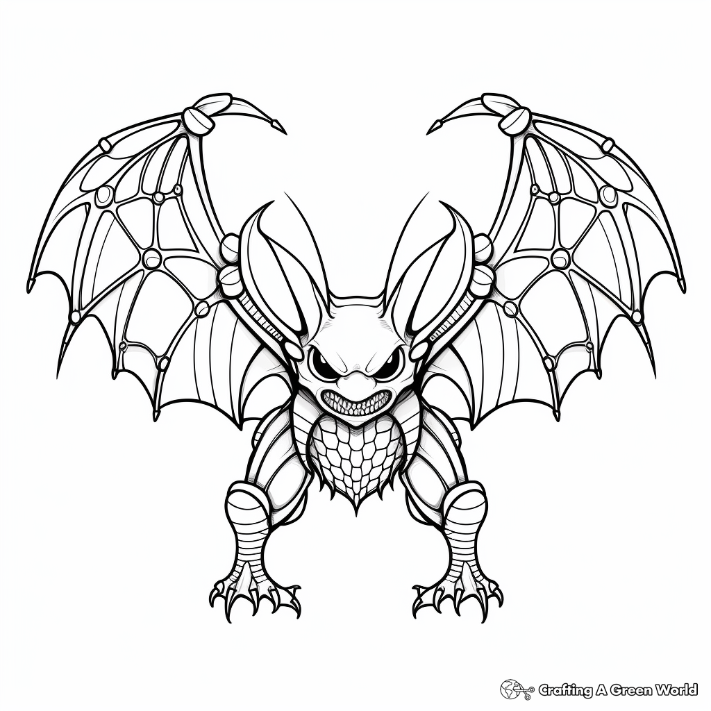 Chiroptera-Inspired Abstract Bat Coloring Pages 3
