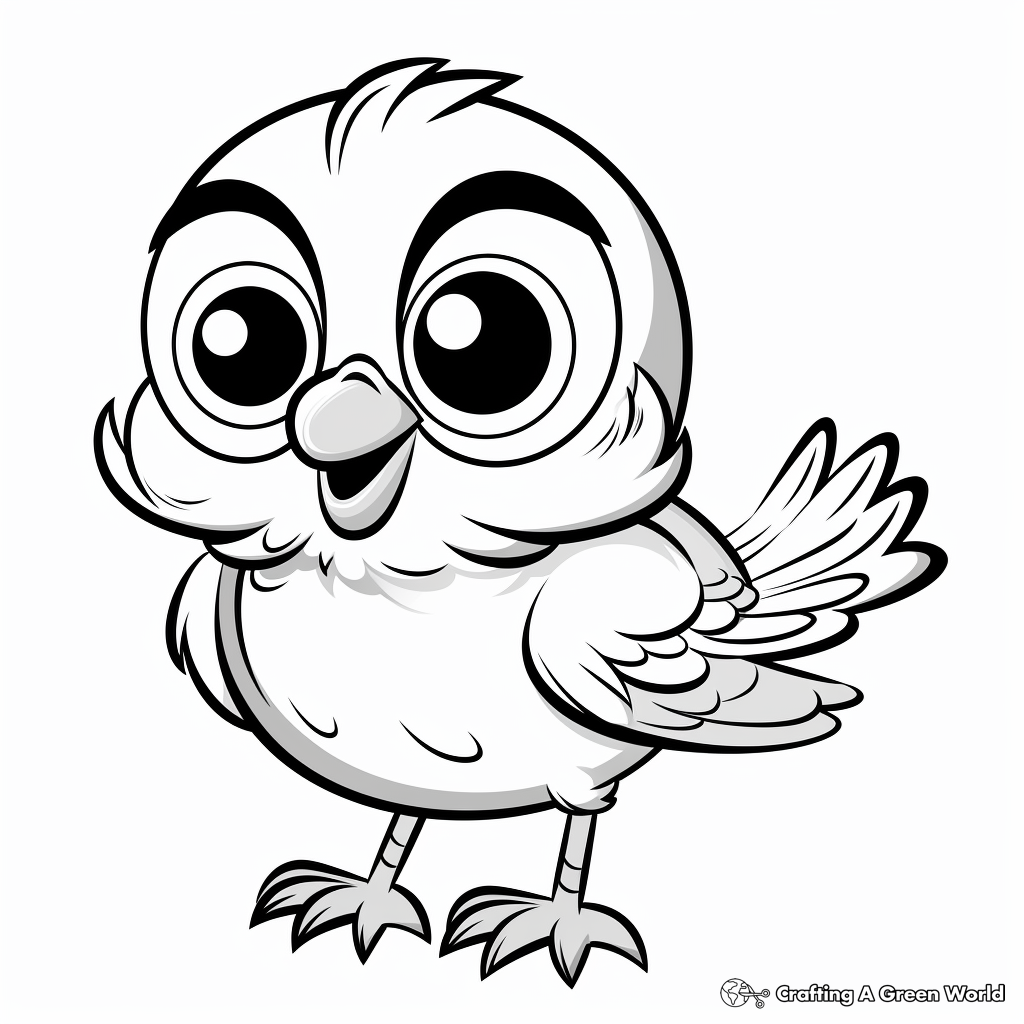 Chirpy Cartoon Bird Coloring Pages 2