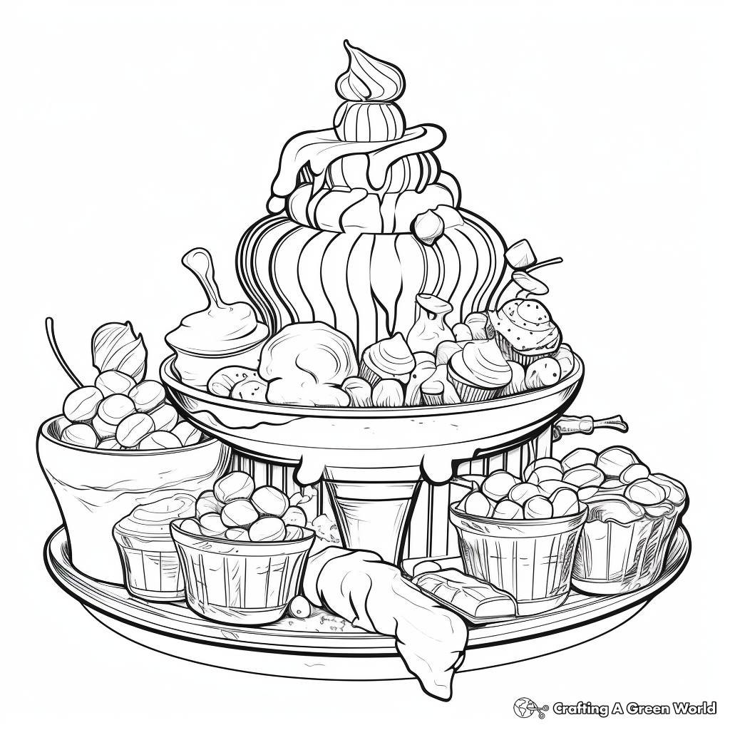 Chocolate Fountain Delight Coloring Pages 2