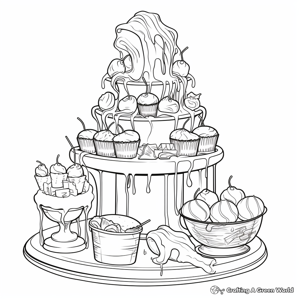 Chocolate Fountain Delight Coloring Pages 3