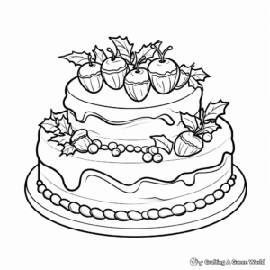 Christmas Cake Coloring Pages for Holiday Fun 1