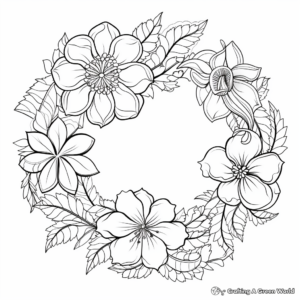 Christmas Poinsettia Wreath Coloring Sheets 2