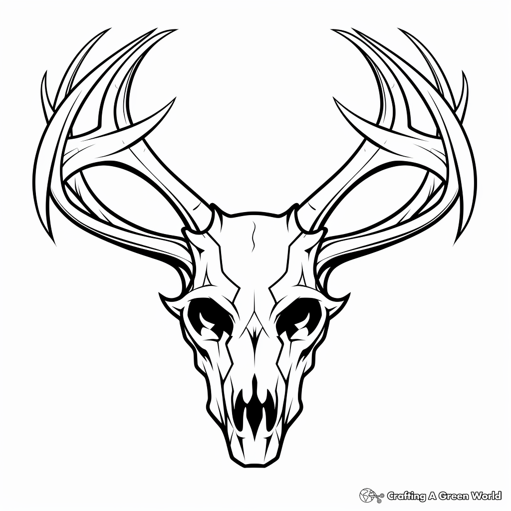 Christmas Themed Deer Skull Coloring Pages 1