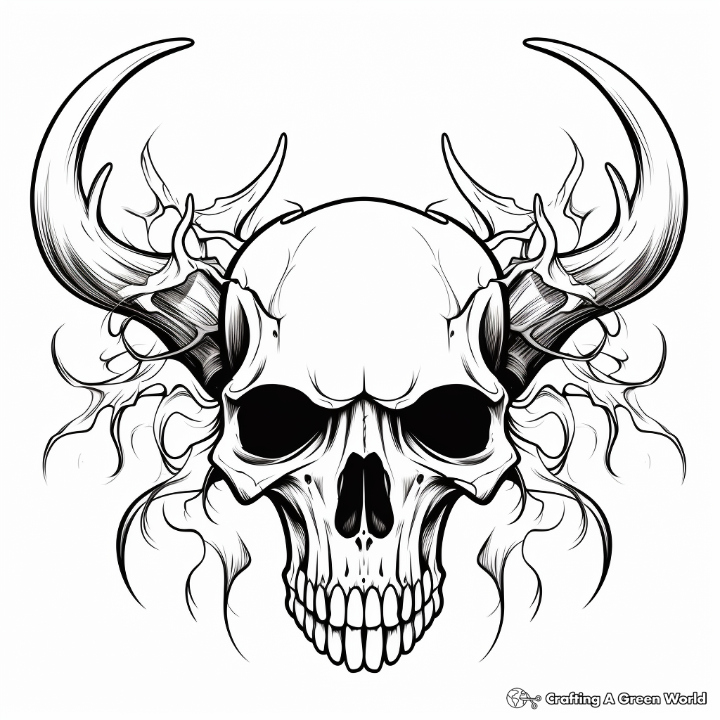 Christmas Themed Deer Skull Coloring Pages 2