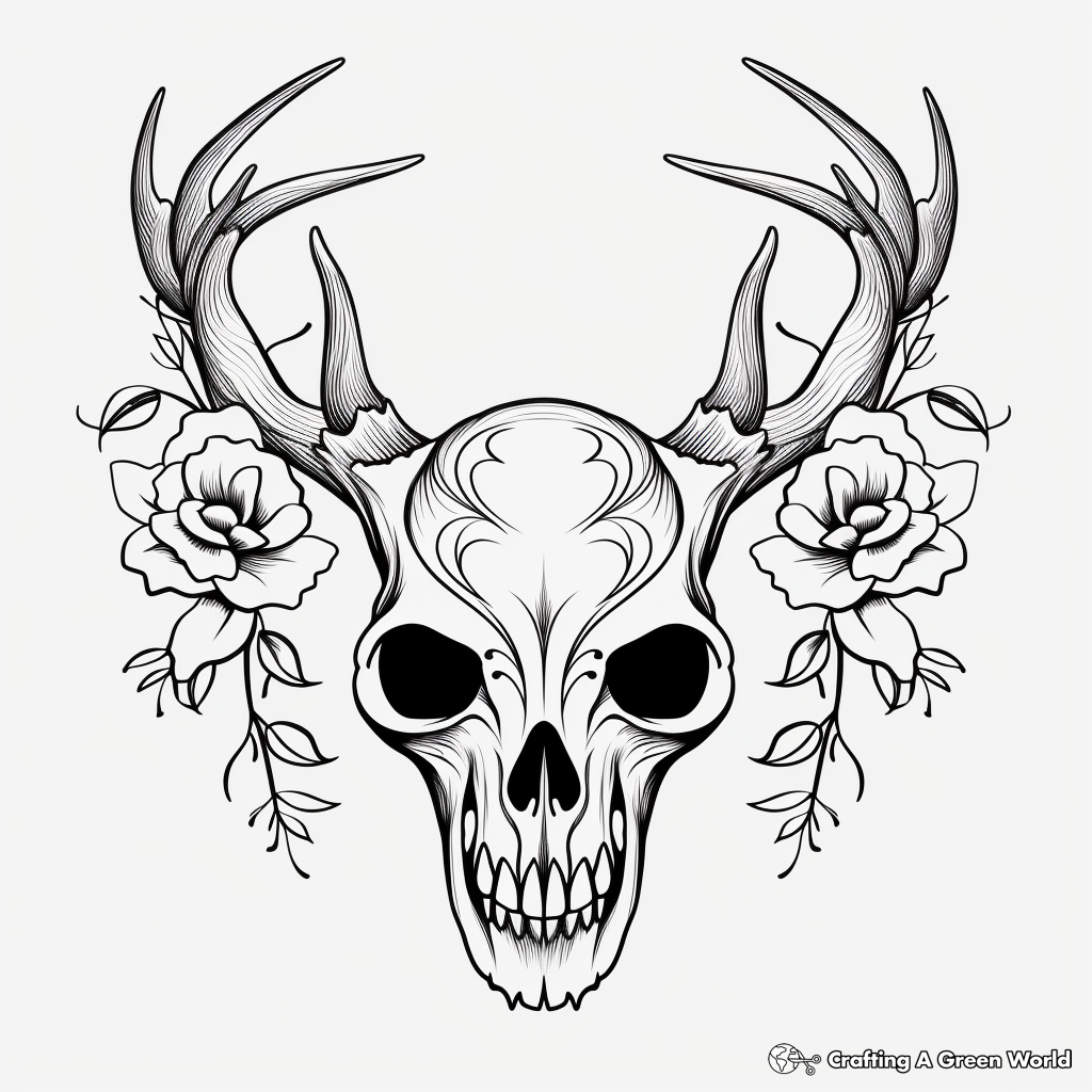 Christmas Themed Deer Skull Coloring Pages 3