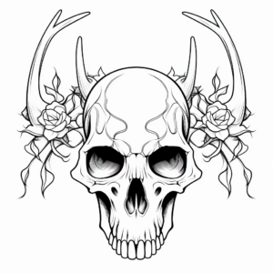 Christmas Themed Deer Skull Coloring Pages 4