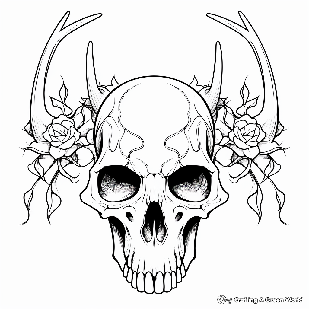 Christmas Themed Deer Skull Coloring Pages 4