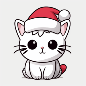 Christmas-Themed Kawaii Cat Coloring Pages 2