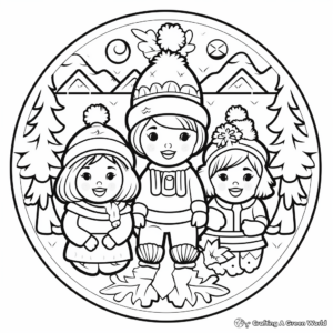 Christmas-Themed Winter Mandala Coloring Pages 1