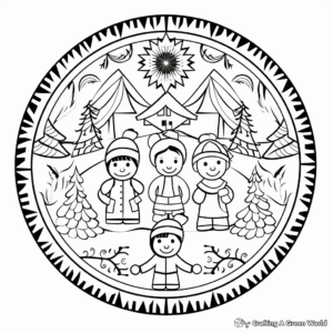Christmas-Themed Winter Mandala Coloring Pages 3
