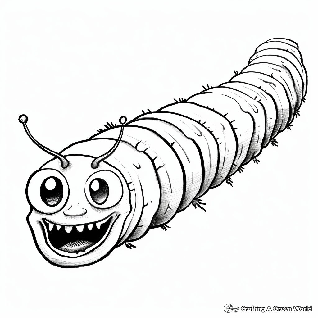 Chrysalis Coloring Page Featuring Caterpillar Emerging 2