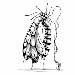 Chrysalis to Butterfly Transformation Coloring Pages 1