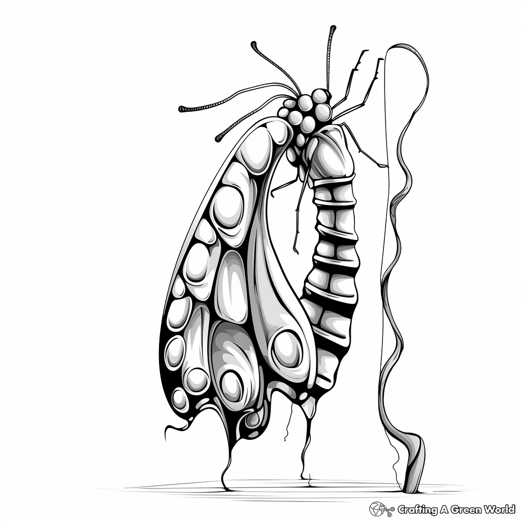 Chrysalis to Butterfly Transformation Coloring Pages 1