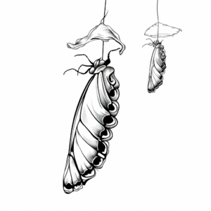 Chrysalis to Butterfly Transformation Coloring Pages 2