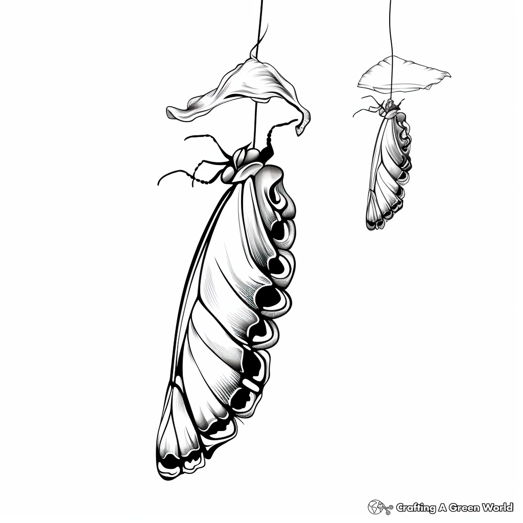 Chrysalis to Butterfly Transformation Coloring Pages 2