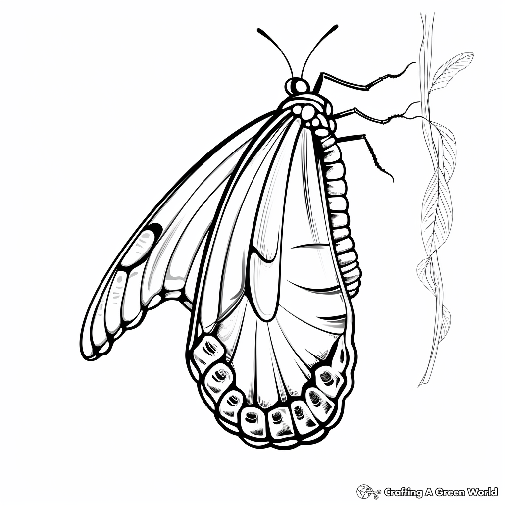 Chrysalis to Butterfly Transformation Coloring Pages 4