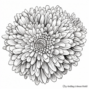 Chrysanthemum Charm: Complex Floral Coloring Pages 1