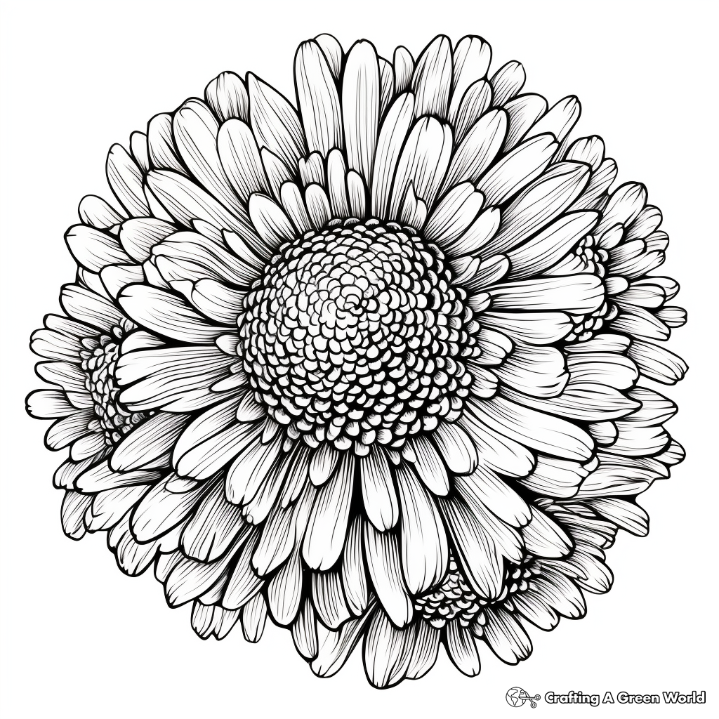 Chrysanthemum Charm: Complex Floral Coloring Pages 3