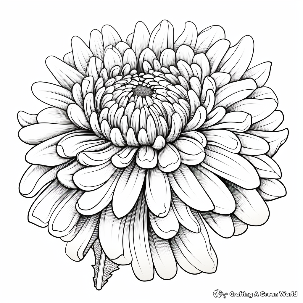 Chrysanthemum Charm: Complex Floral Coloring Pages 4