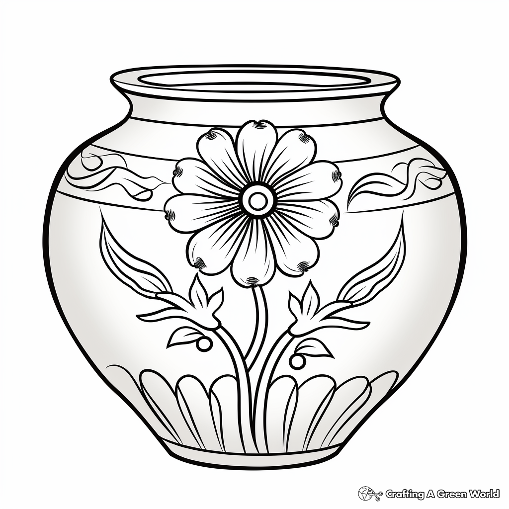 Chrysanthemum in a Ancient Chinese Pot Coloring Pages 4