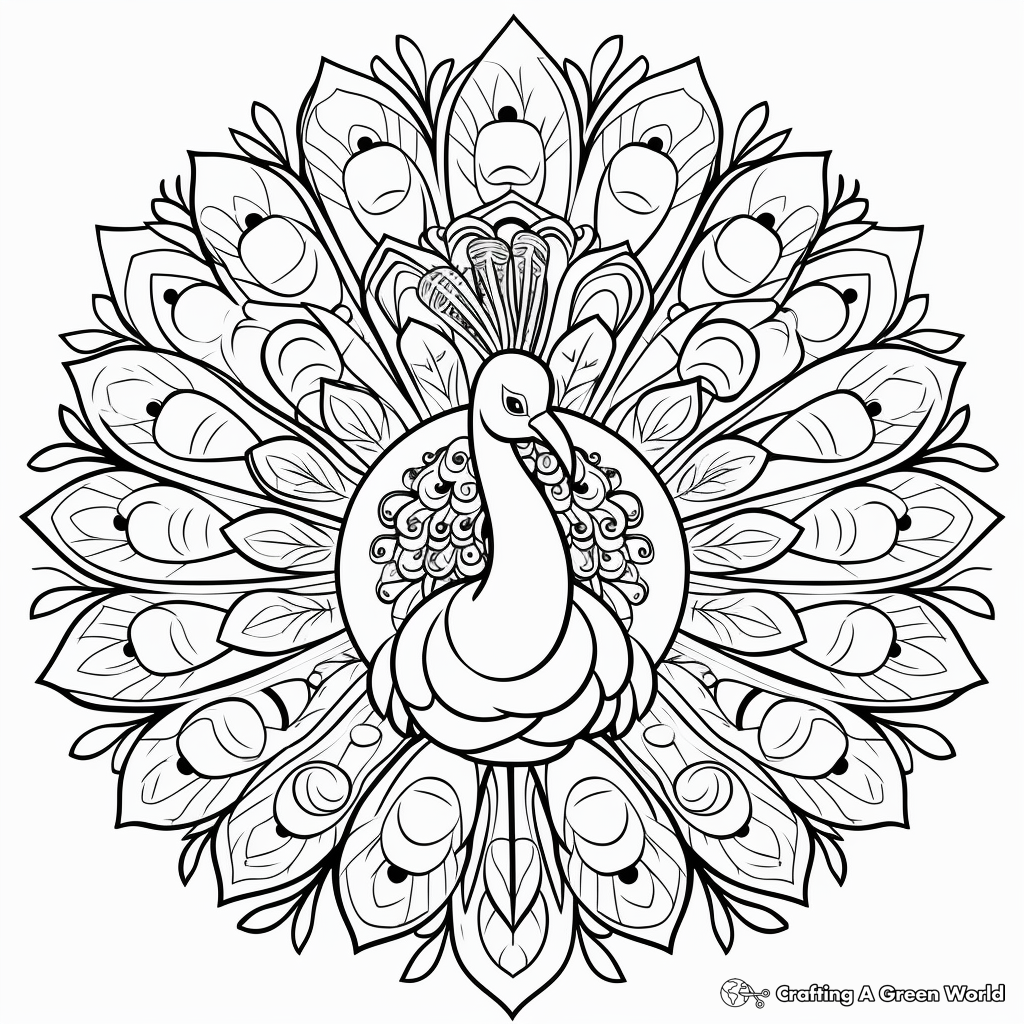 Circular Peacock Mandala Color Therapy Pages 2