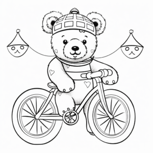 Circus Bear On A Bicycle Coloring Sheets 2