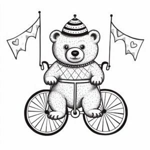 Circus Bear On A Bicycle Coloring Sheets 3