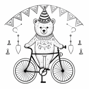 Circus Bear On A Bicycle Coloring Sheets 4