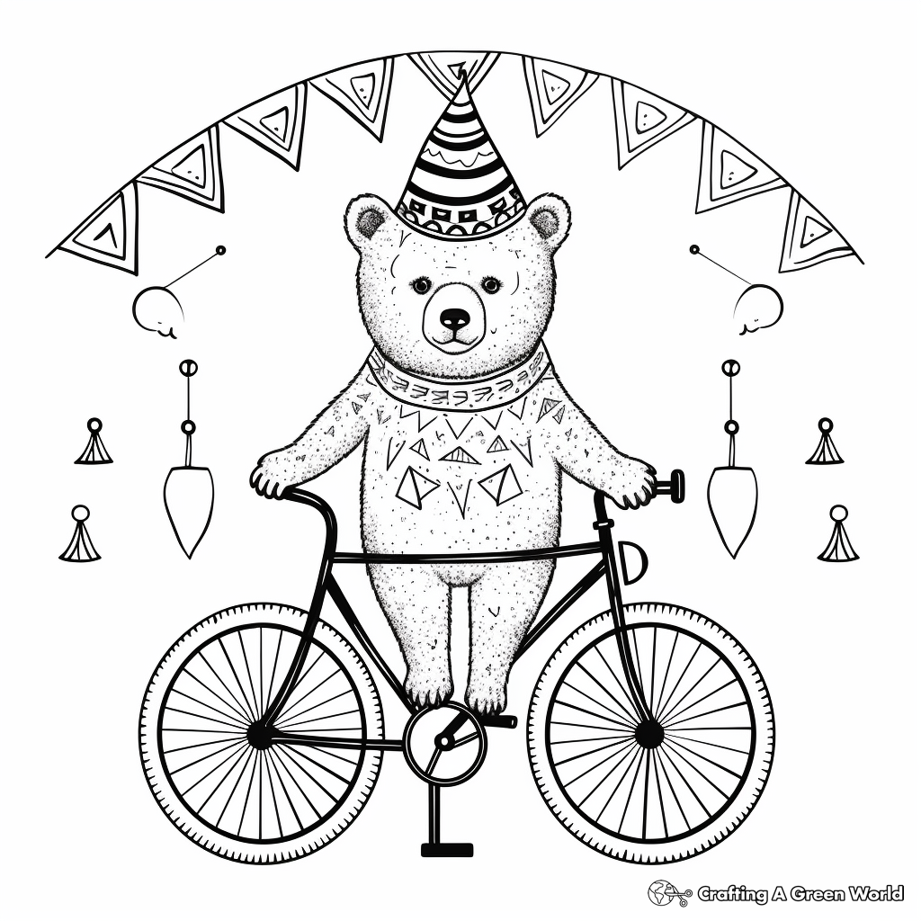 Circus Bear On A Bicycle Coloring Sheets 4