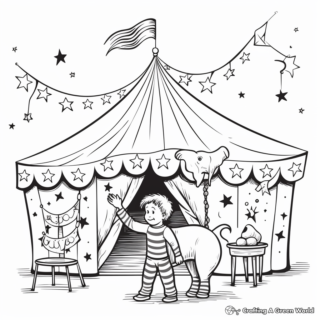 Circus Elephant Performing Tricks Coloring Pages 1