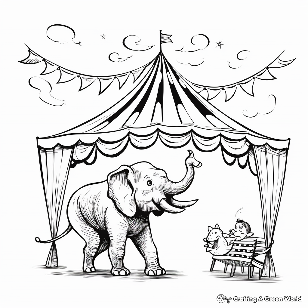 Circus Elephant Performing Tricks Coloring Pages 2