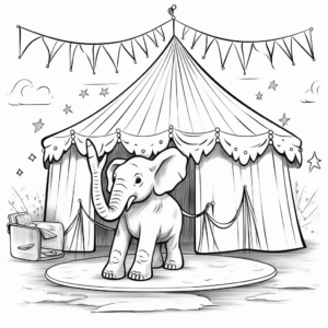 Circus Elephant Performing Tricks Coloring Pages 3