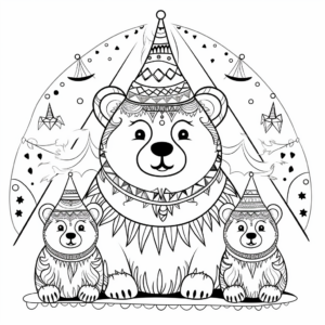 Circus-Themed Mama Bear Coloring Pages 2