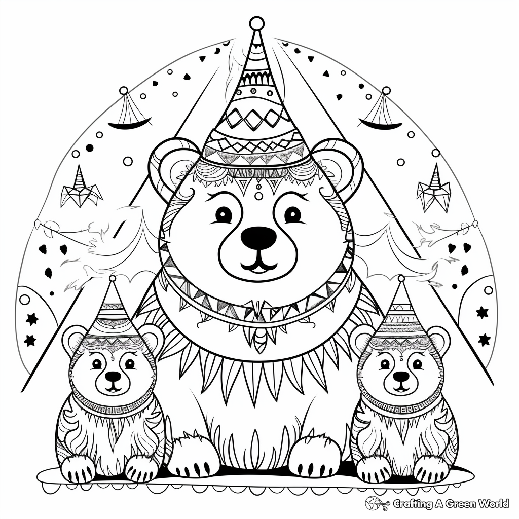 Circus-Themed Mama Bear Coloring Pages 2
