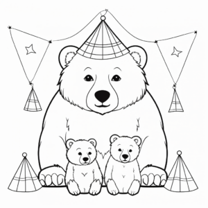 Circus-Themed Mama Bear Coloring Pages 3