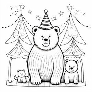 Circus-Themed Mama Bear Coloring Pages 4