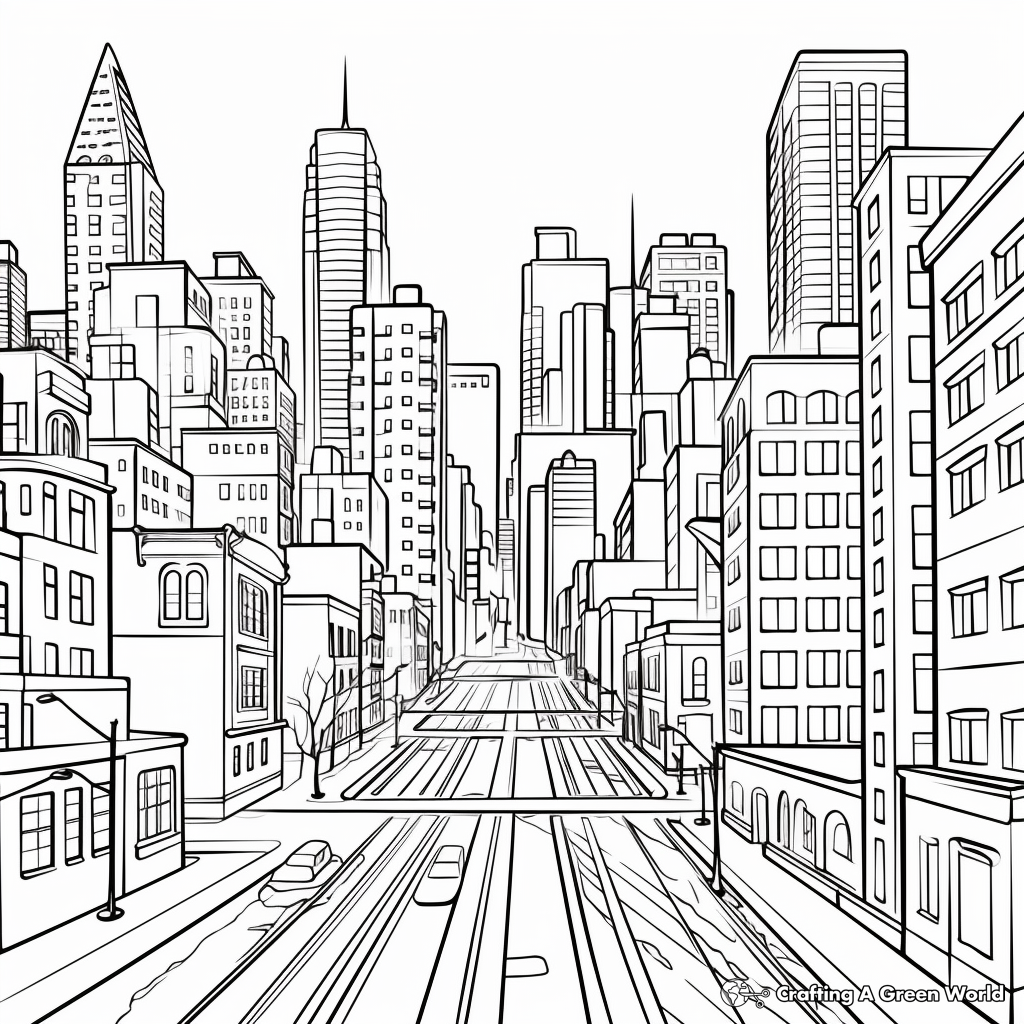 Cityscape Outline for Coloring 2