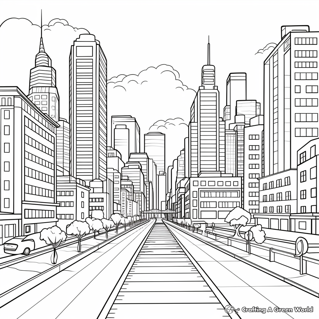 Cityscape Outline for Coloring 3