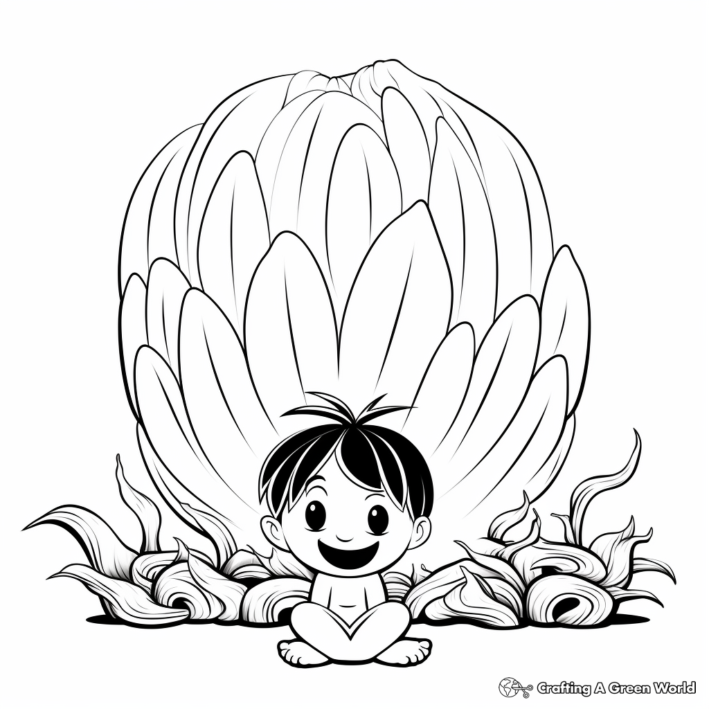 Clam and Seaweed Coloring Pages for Children 2