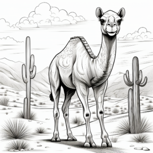Classic Camel in The Desert Coloring Pages 1