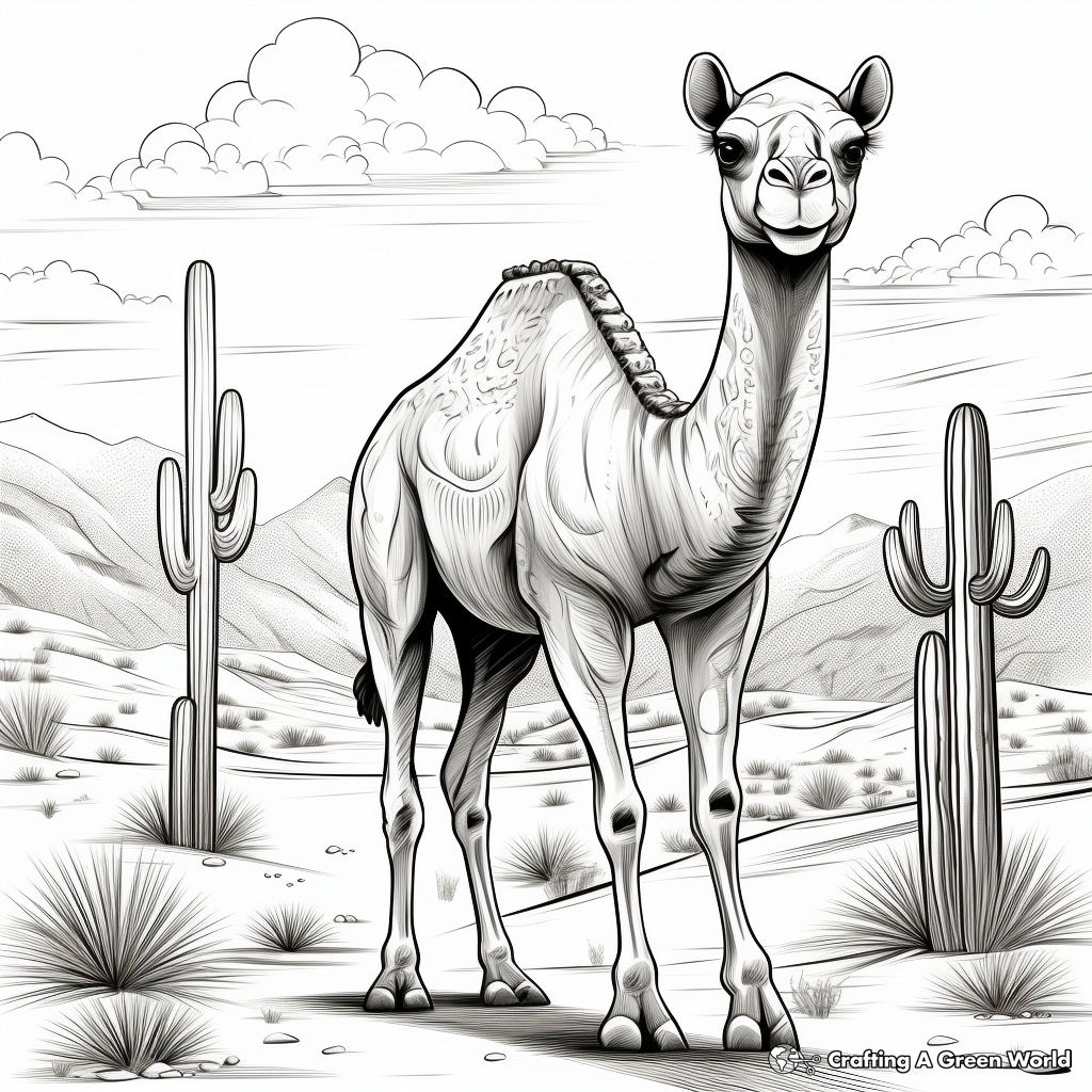Classic Camel in The Desert Coloring Pages 1