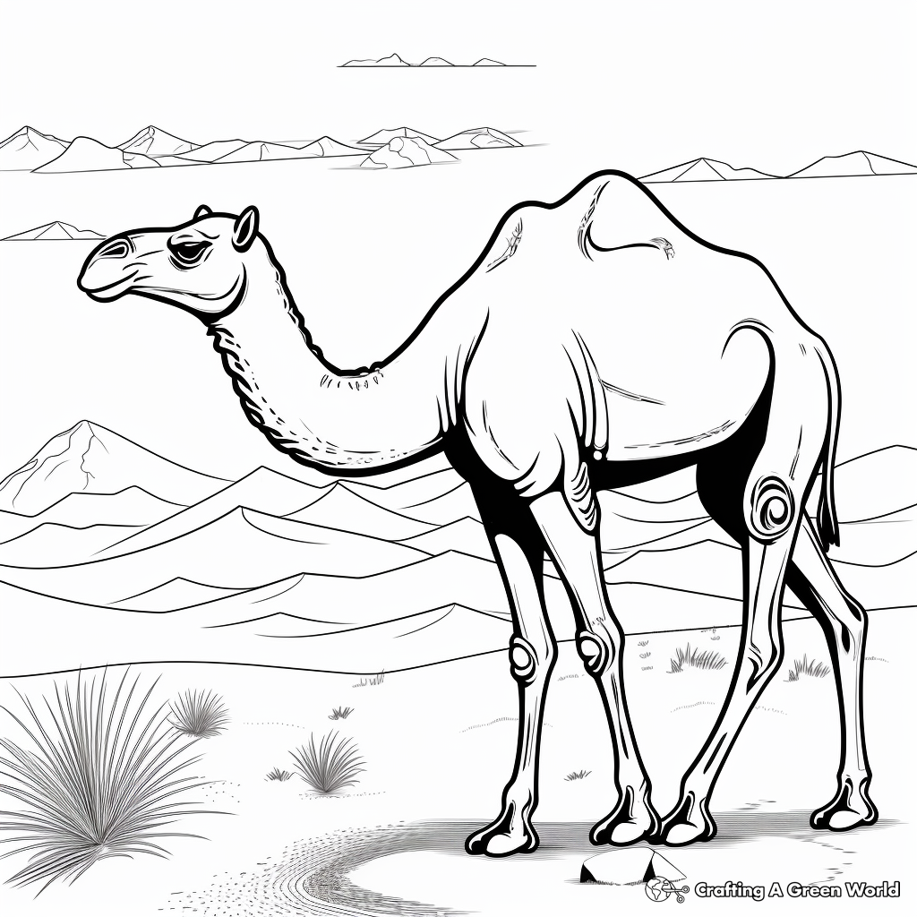 Classic Camel in The Desert Coloring Pages 2