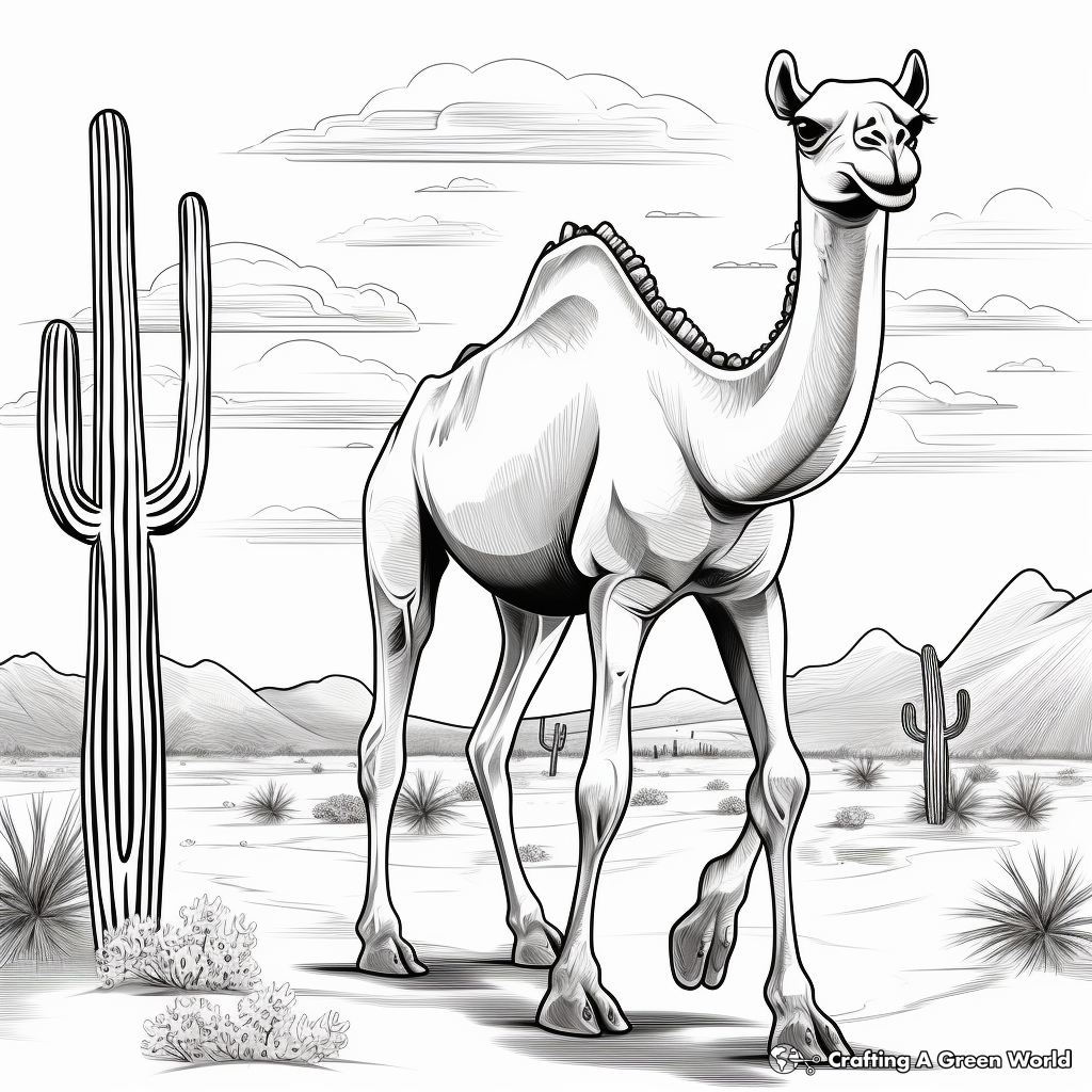 Classic Camel in The Desert Coloring Pages 3